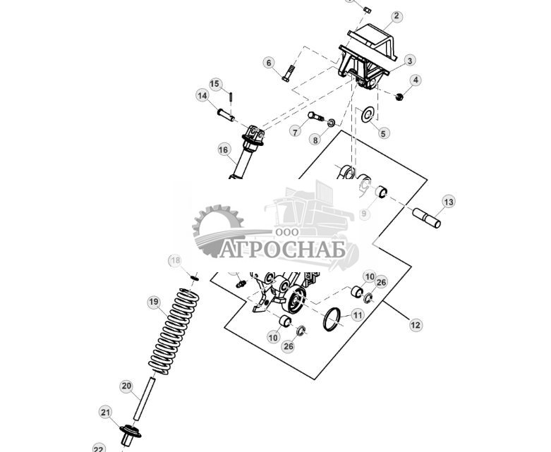 Рычаг сошника, шарнир и пружина прижатия, показана правая сторона - ST518965 169.jpg